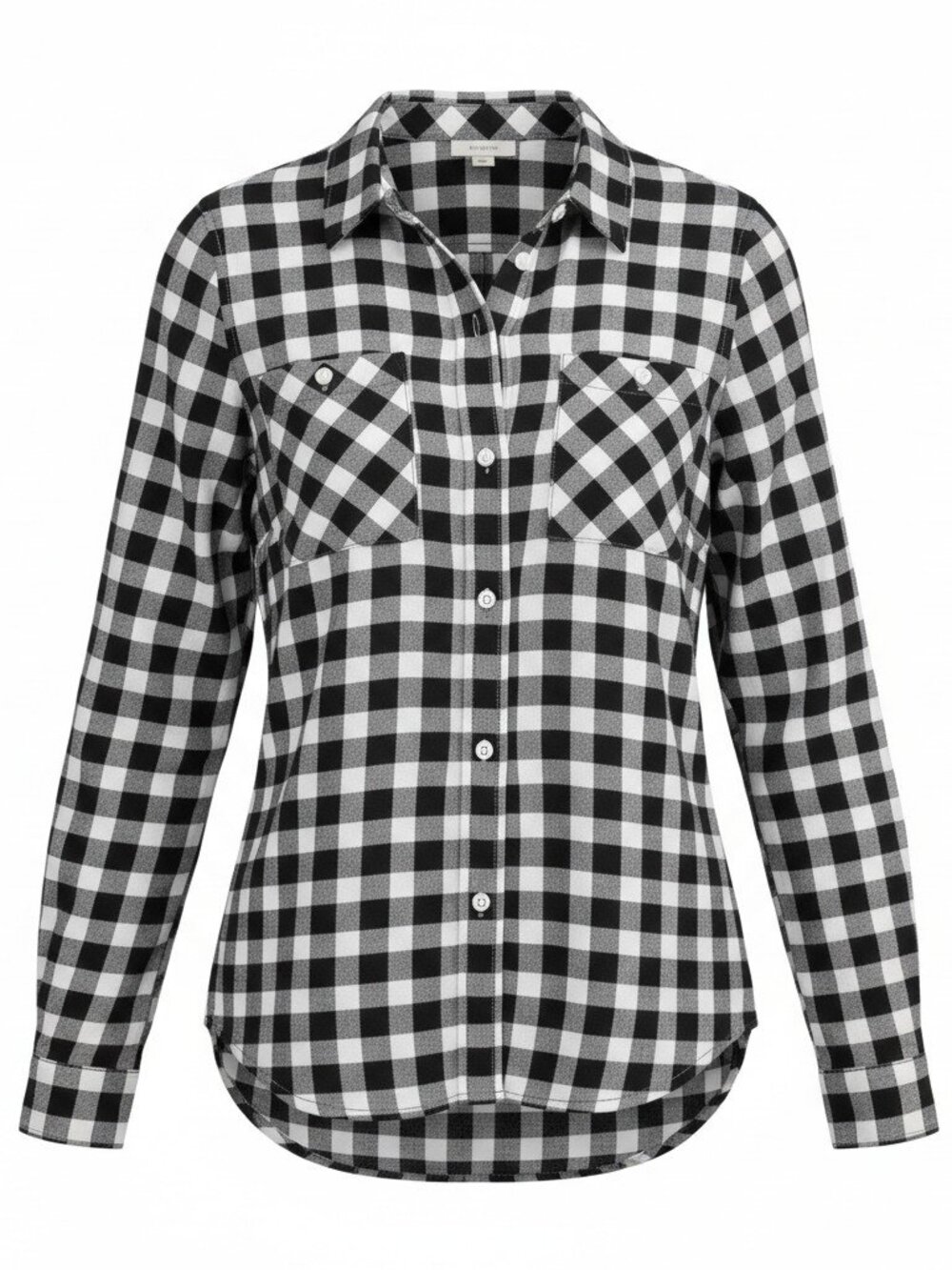 Roxy Black & White Plaid Button-Up Long Sleeve Shirt Medium